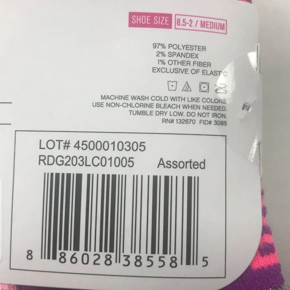 6 Pack Reebok Girl's Low Cut Socks Assorted Colors Size Med Shoe 8.5-2 New